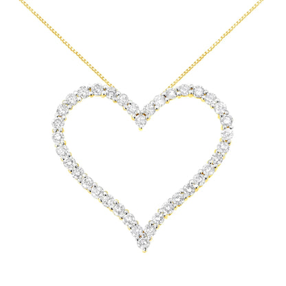 10k Gold Plated Sterling Silver Round-Cut Diamond Open Heart Pendant Necklace
