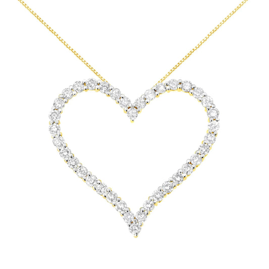 10k Gold Plated Sterling Silver Round-Cut Diamond Open Heart Pendant Necklace