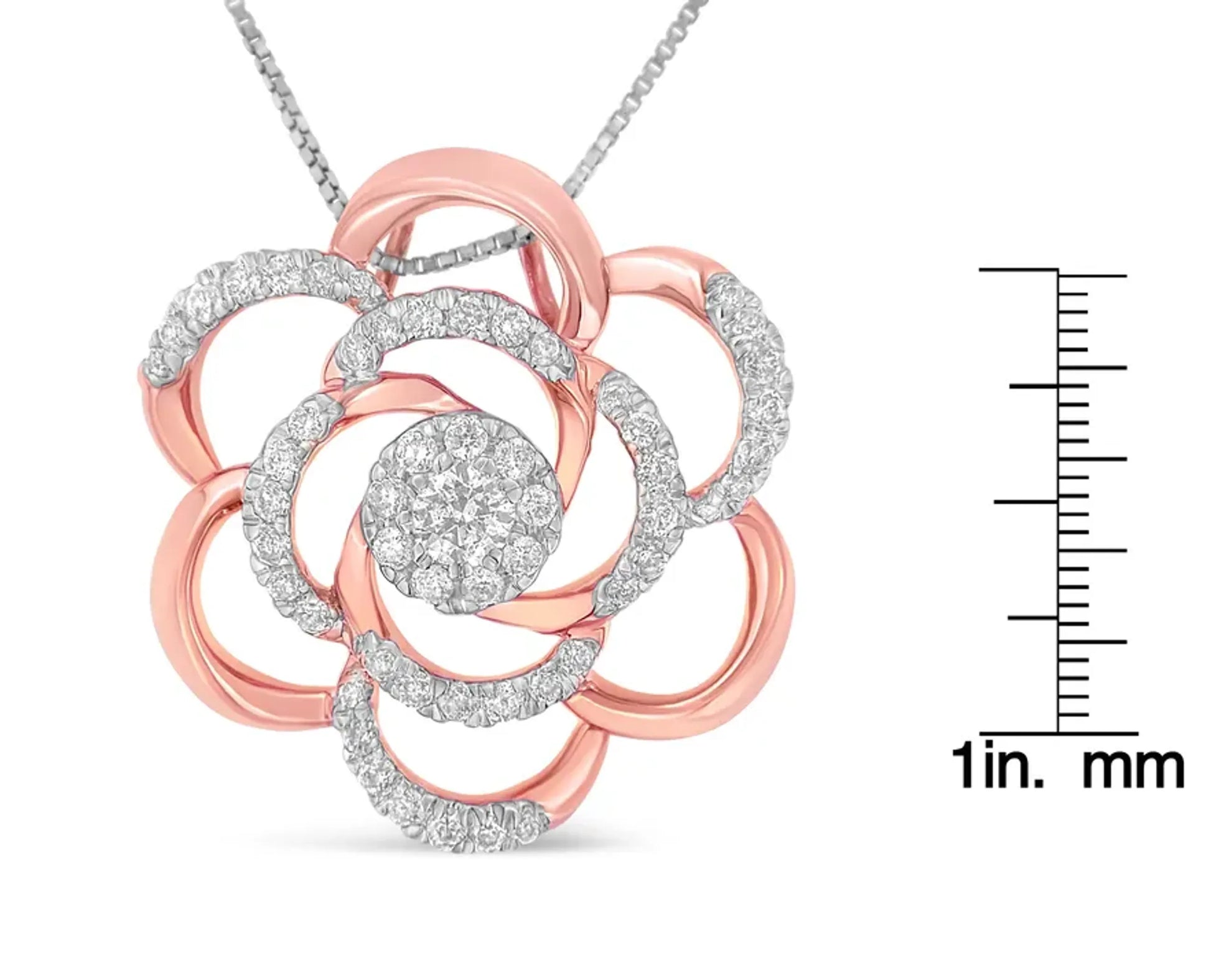 10K Rose Gold Plated Flower Accent Pendant Necklace