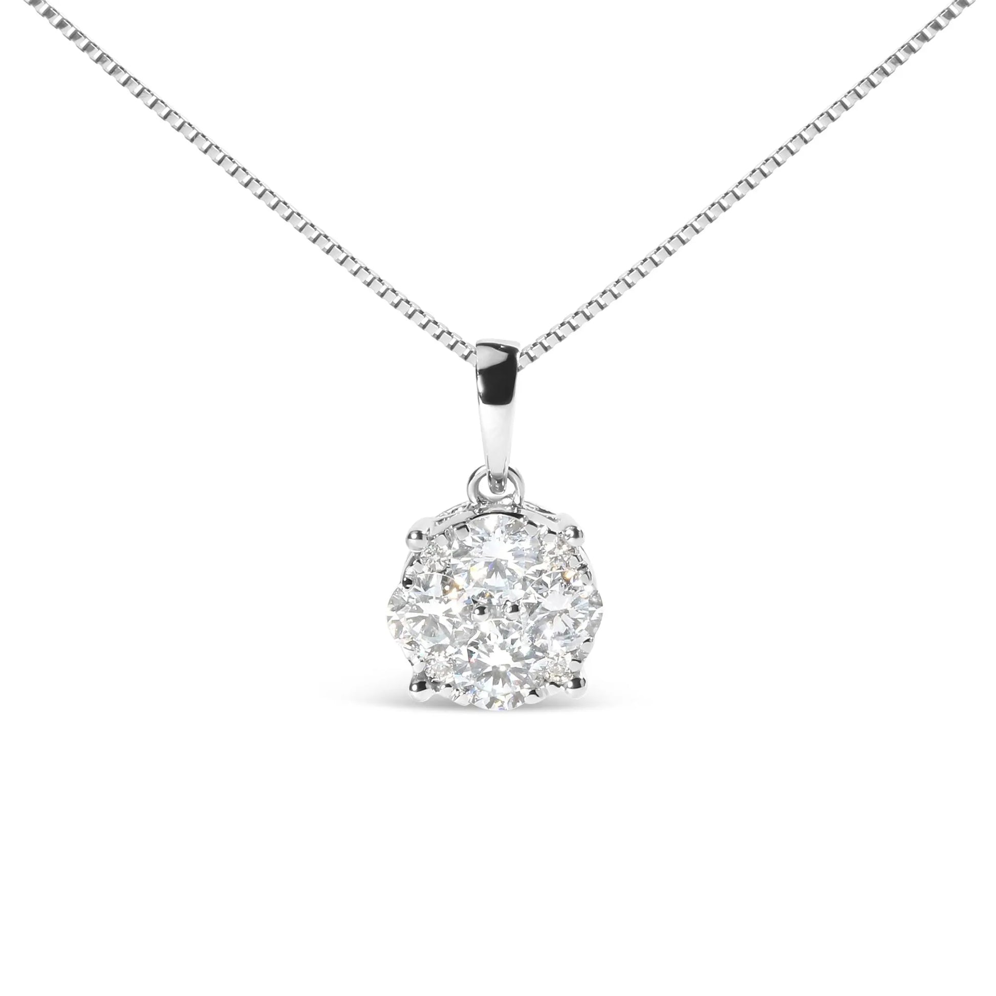 Lab Grown Diamond Cluster Pendant Necklace