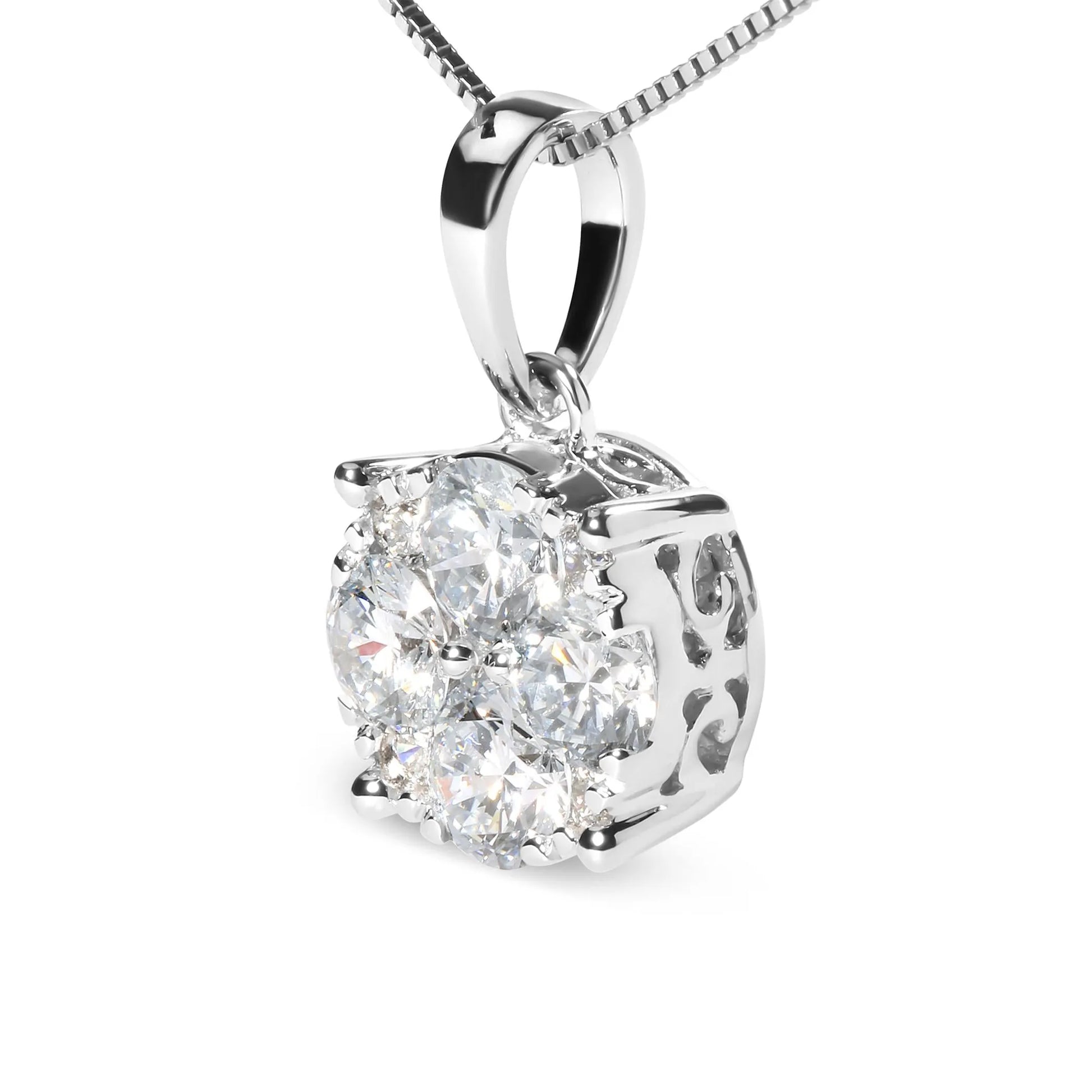 Lab Grown Diamond Cluster Pendant Necklace