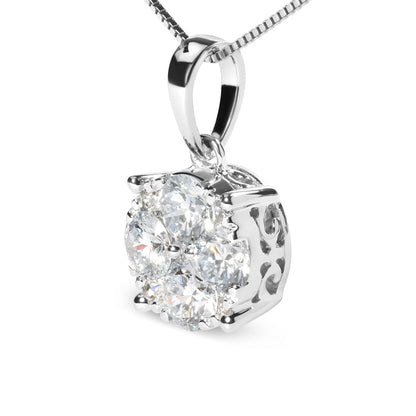 Lab Grown Diamond Cluster Pendant Necklace