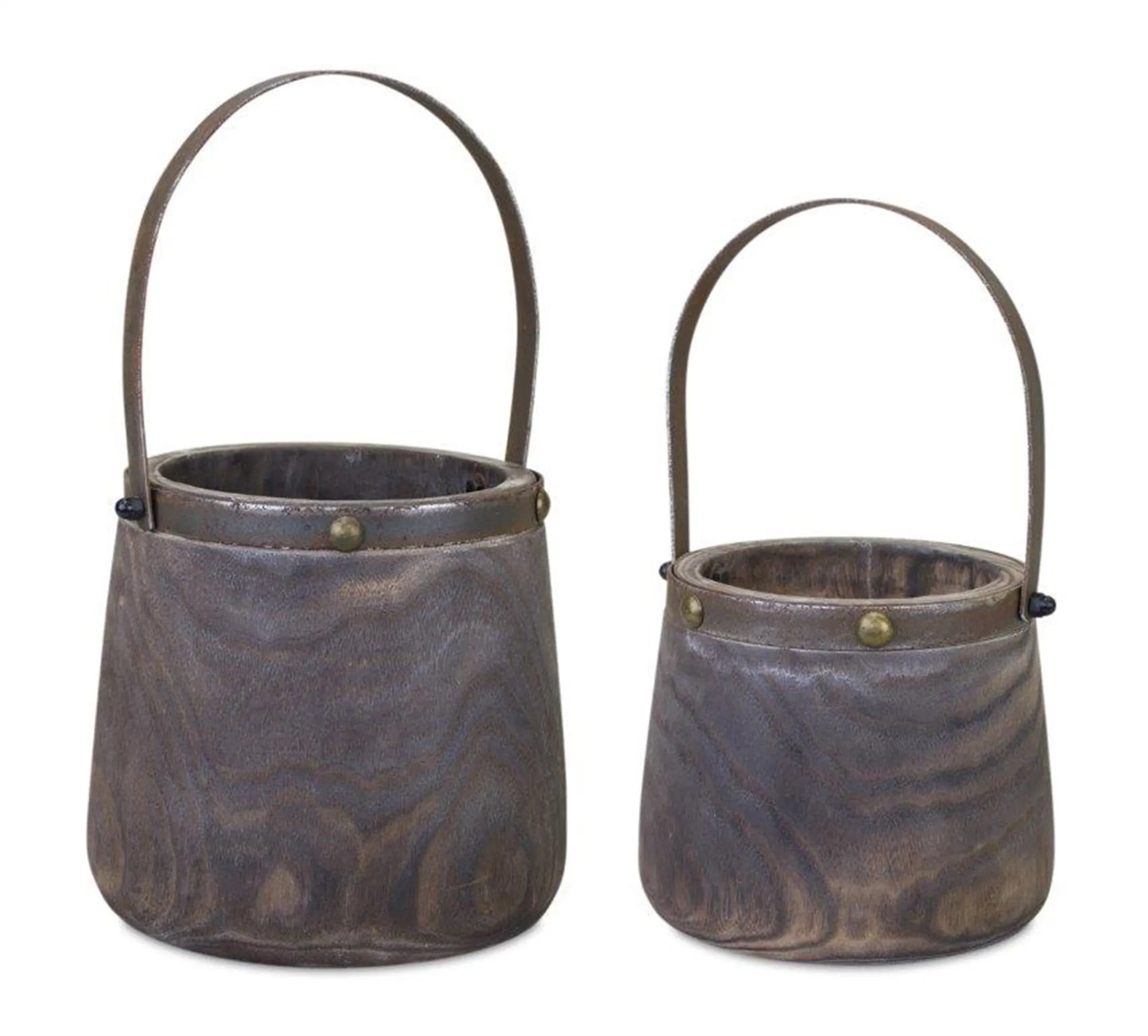 Decorative Wooden Pails (Set of 2)