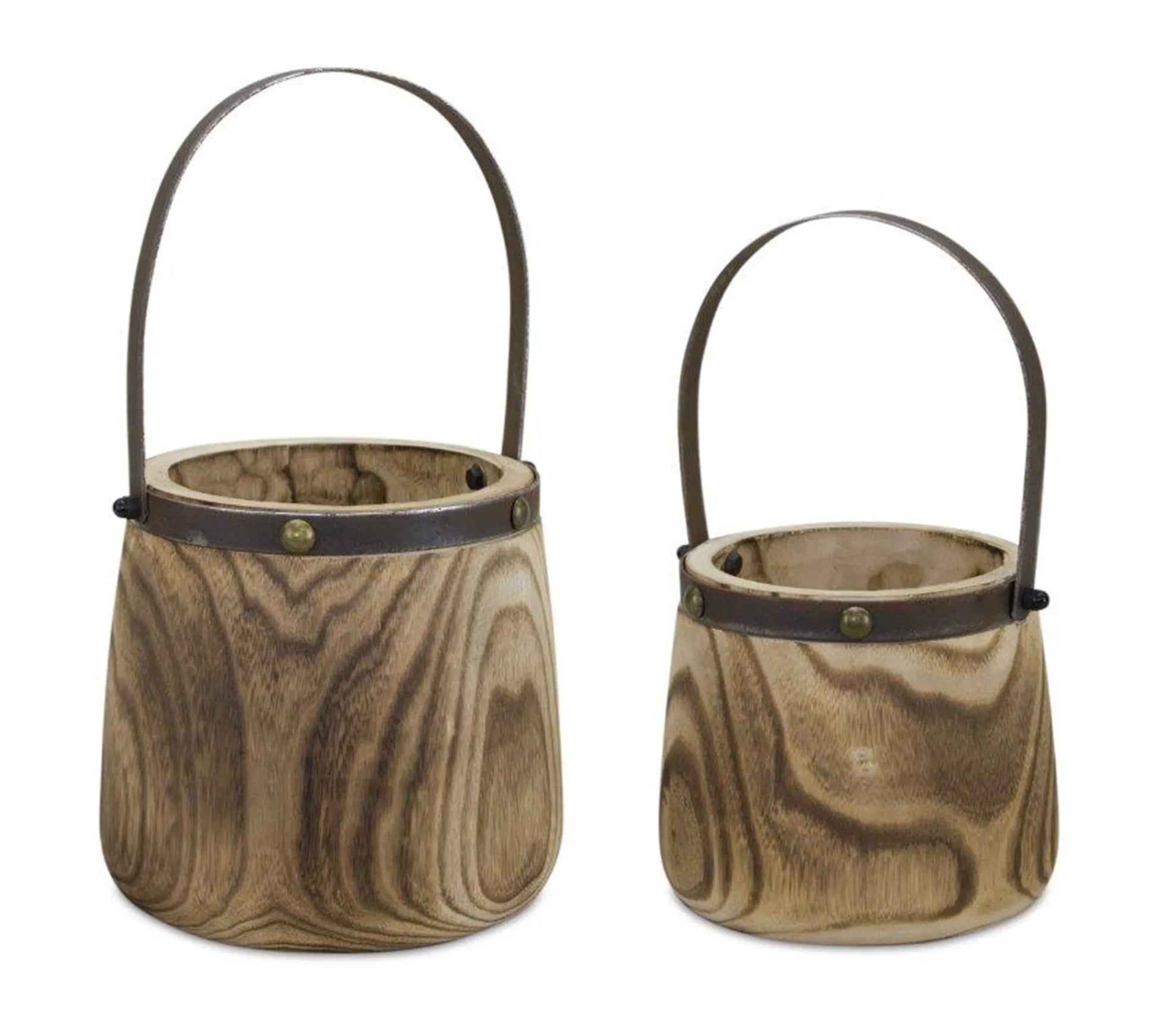 Decorative Wooden Pails (Set of 2)