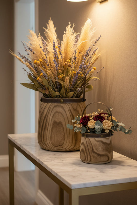 Decorative Wooden Pails (Set of 2)