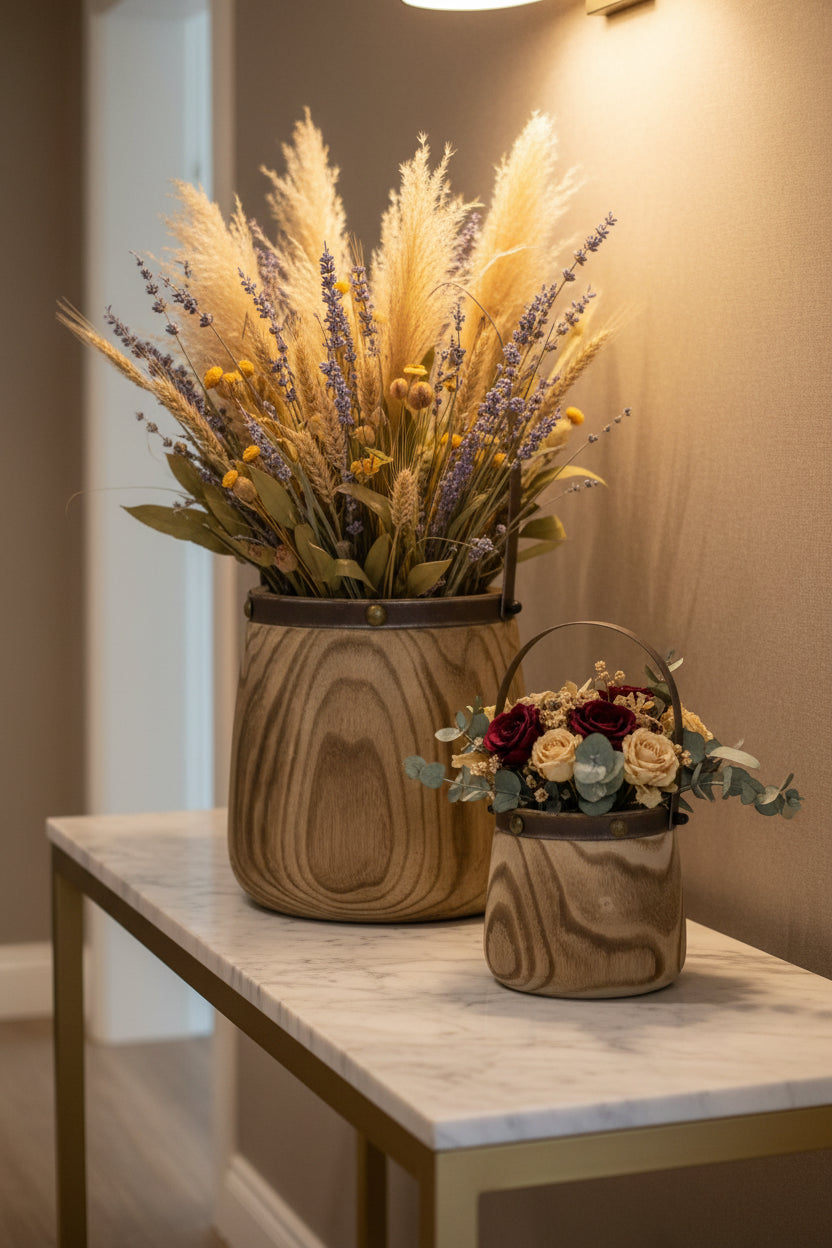 Decorative Wooden Pails (Set of 2)