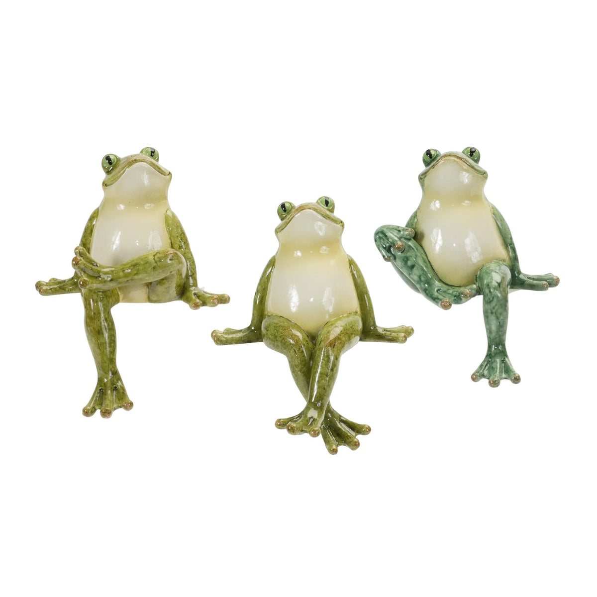 Frog Shelf Sitters (Set of 3) – Stone‑Look Nature Décor