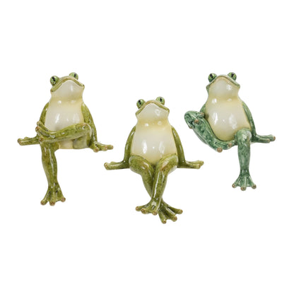 Frog Shelf Sitters (Set of 3) – Stone‑Look Nature Décor