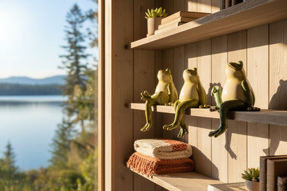 Frog Shelf Sitters (Set of 3) – Stone‑Look Nature Décor