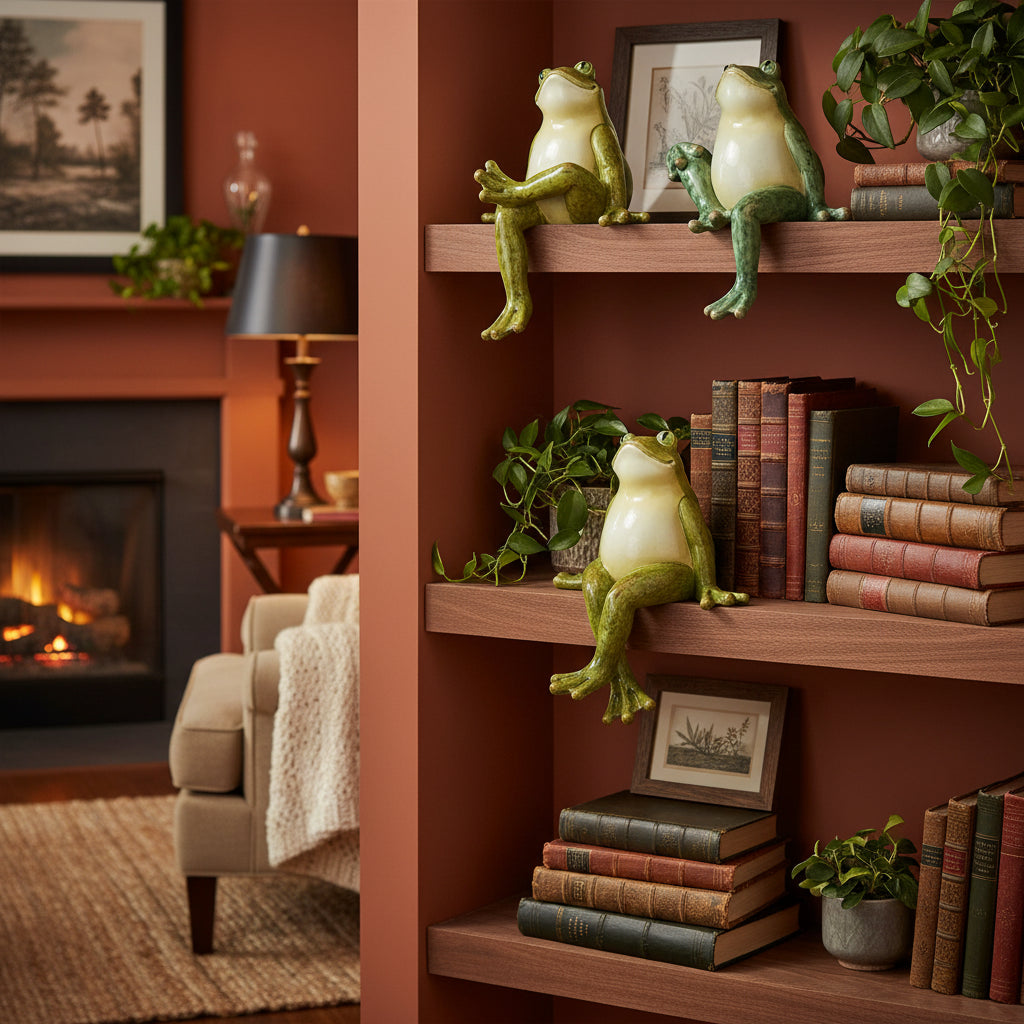 Frog Shelf Sitters (Set of 3) – Stone‑Look Nature Décor
