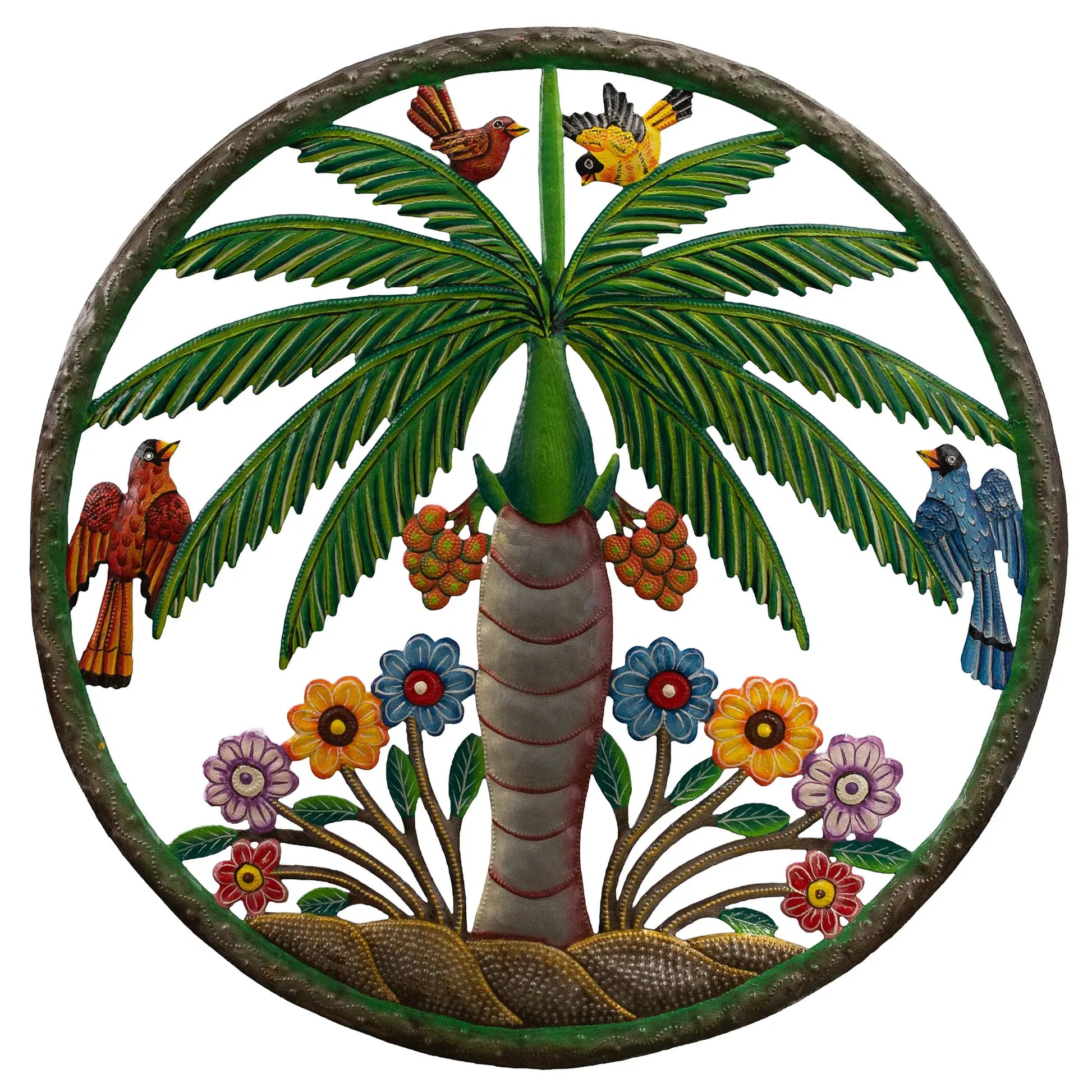 Painted Palm Wall Decor with Border