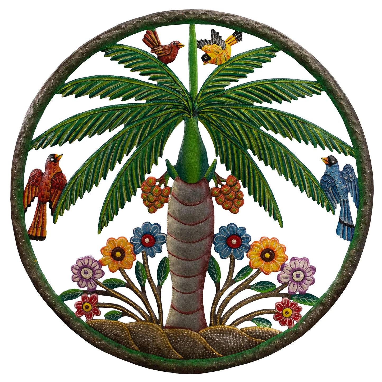 Painted Palm Wall Decor with Border