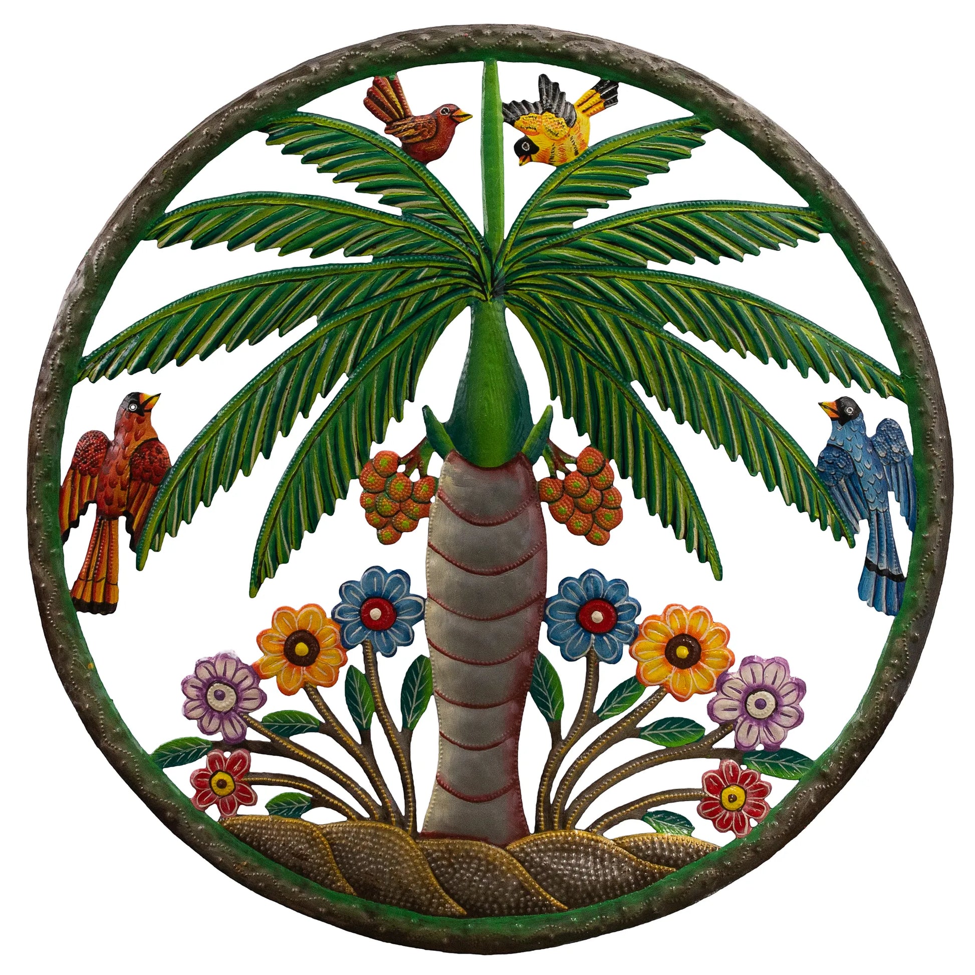 Painted Palm Wall Decor with Border