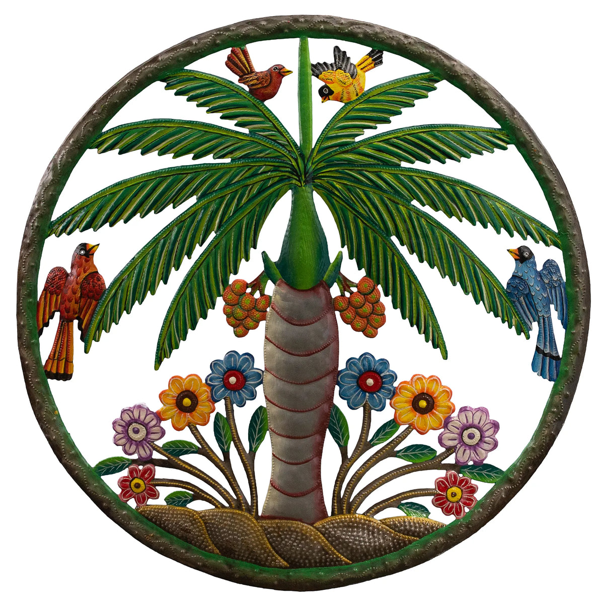 Painted Palm Metal Wall Decor, 23"
