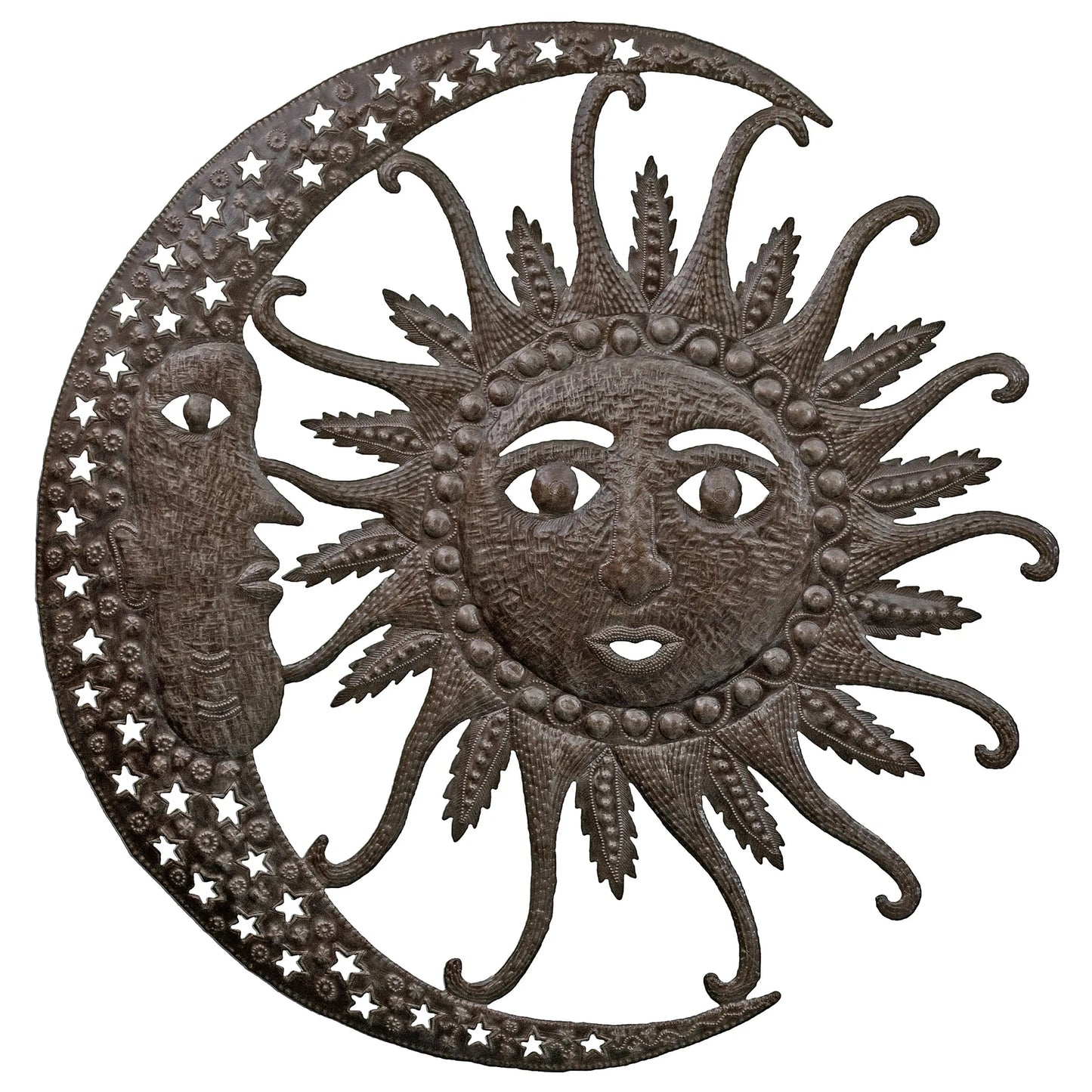 Premium Crescent Moon and Sun - Recycled Metal