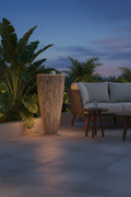 Gray Sandstone Ribbed Long Conical Planter with Light
