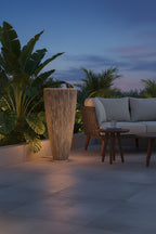 Gray Sandstone Ribbed Long Conical Planter with Light