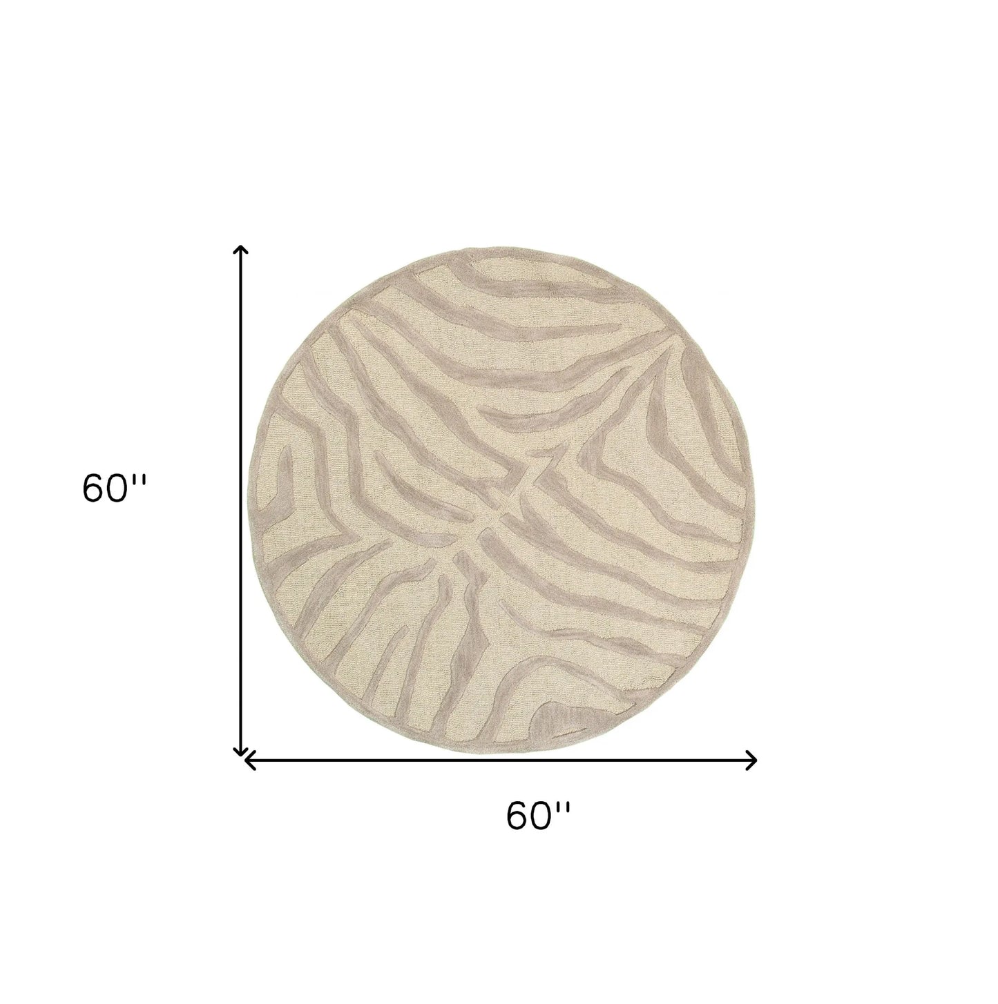 5' Round Taupe Zebra Pattern Area Rug