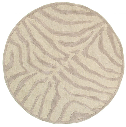 8 Round Taupe Zebra Pattern Area Rug
