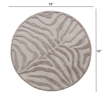8 Round Taupe Zebra Pattern Area Rug