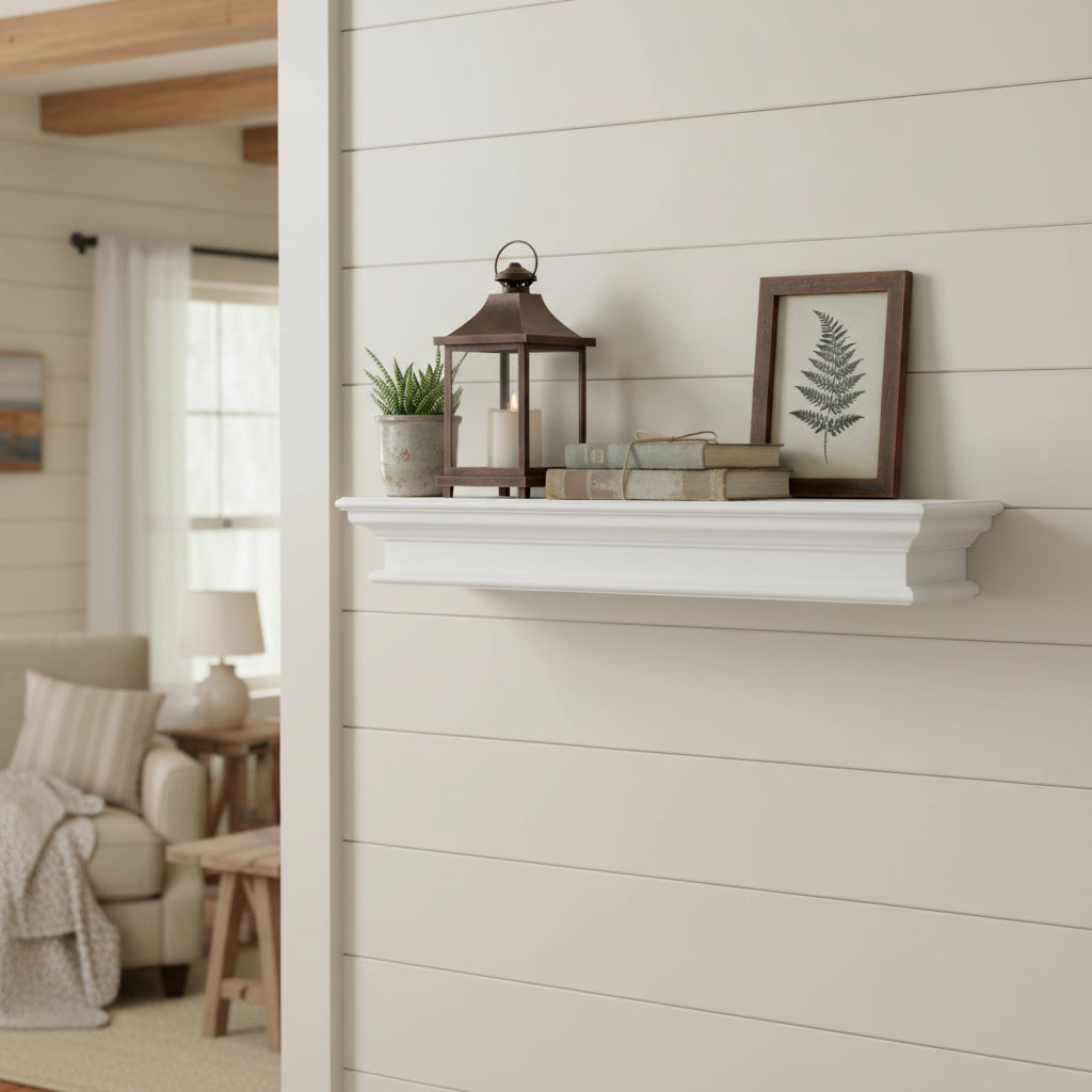 32" Classic White Floating Wall Shelf
