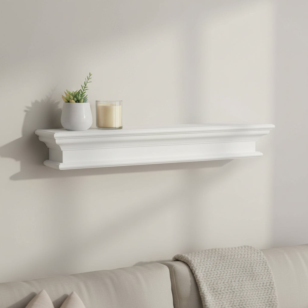 32" Classic White Floating Wall Shelf