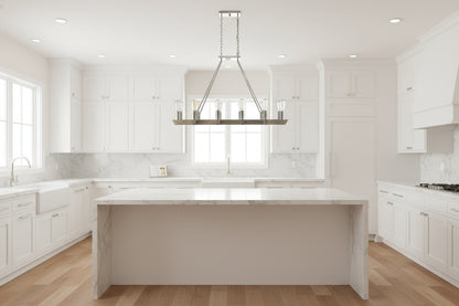Silver Kitchen Island Twelve Light Metal Dimmable Chandelier