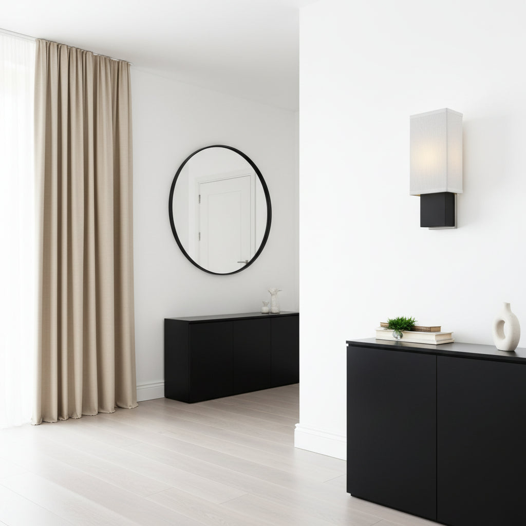 Rectangular Wall Sconce with Linen Fabric Shade