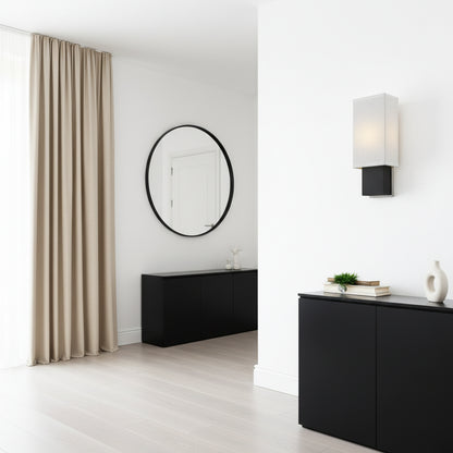 Rectangular Wall Sconce with Linen Fabric Shade