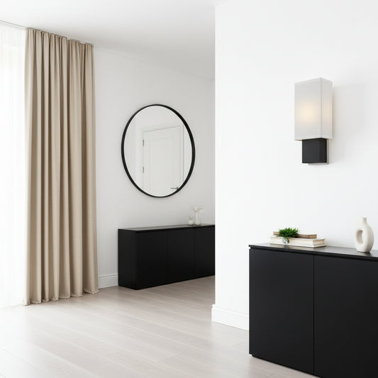 Rectangular Wall Sconce with Linen Fabric Shade