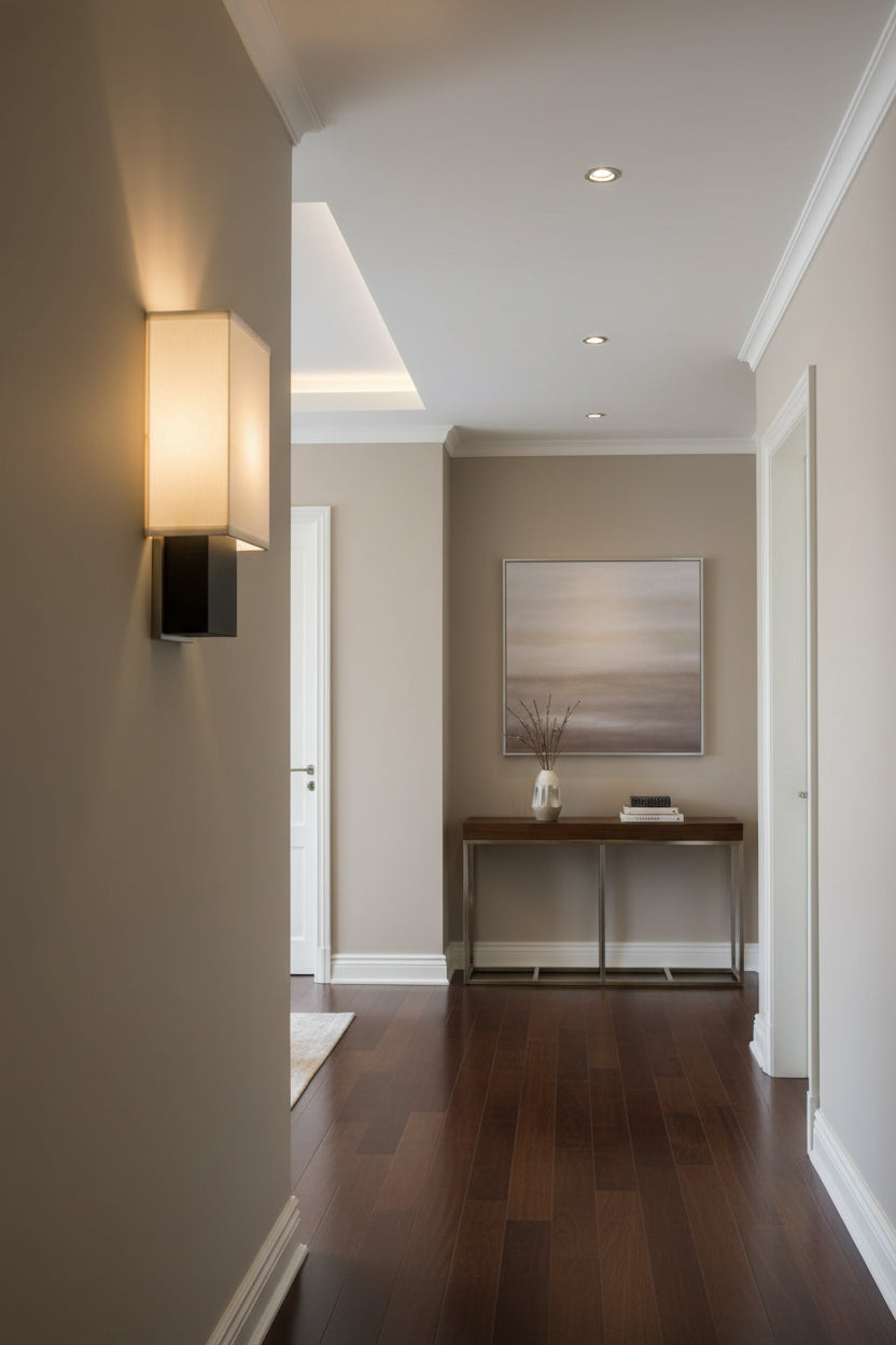 Rectangular Wall Sconce with Linen Fabric Shade