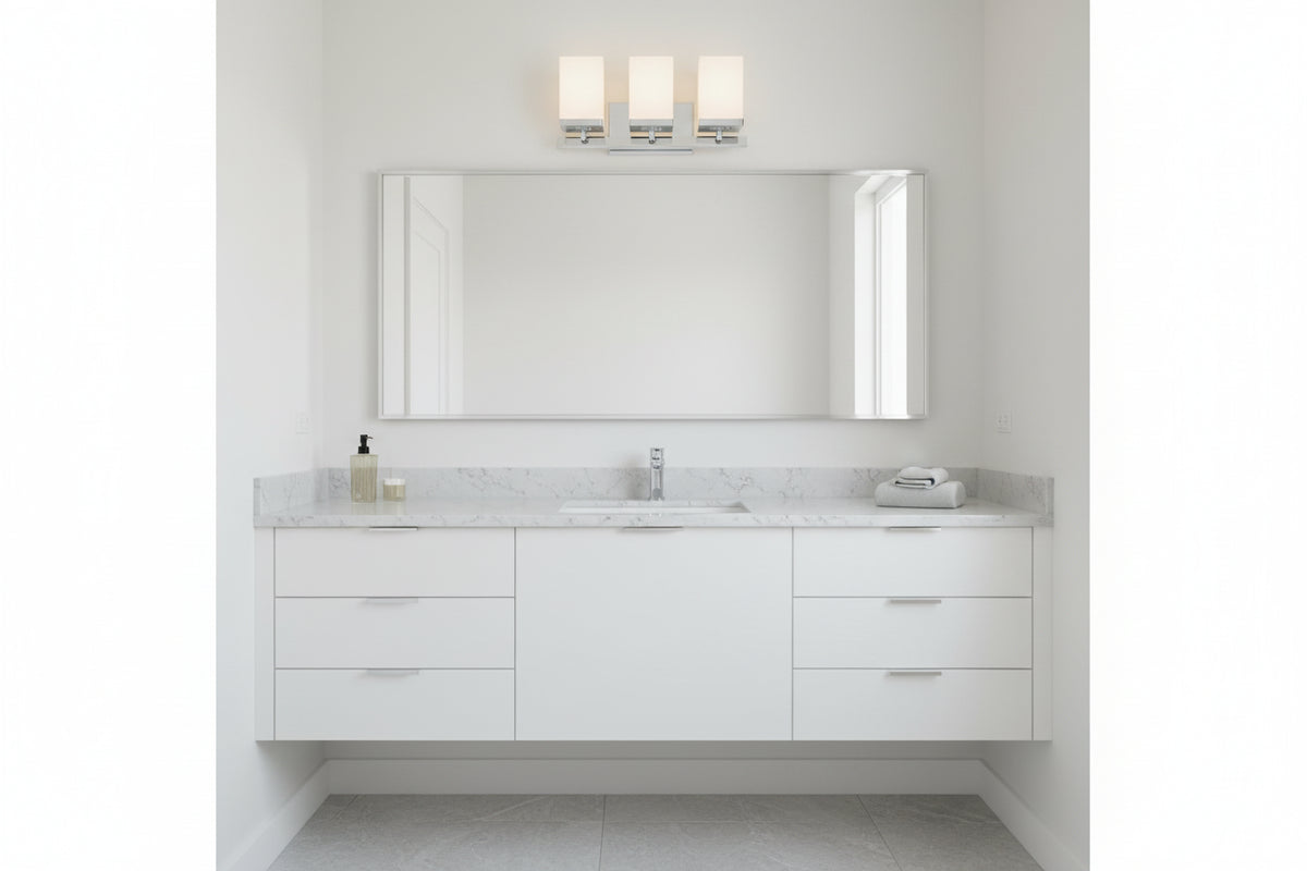 Three Light Silver Frosted Glass Wall Sconce