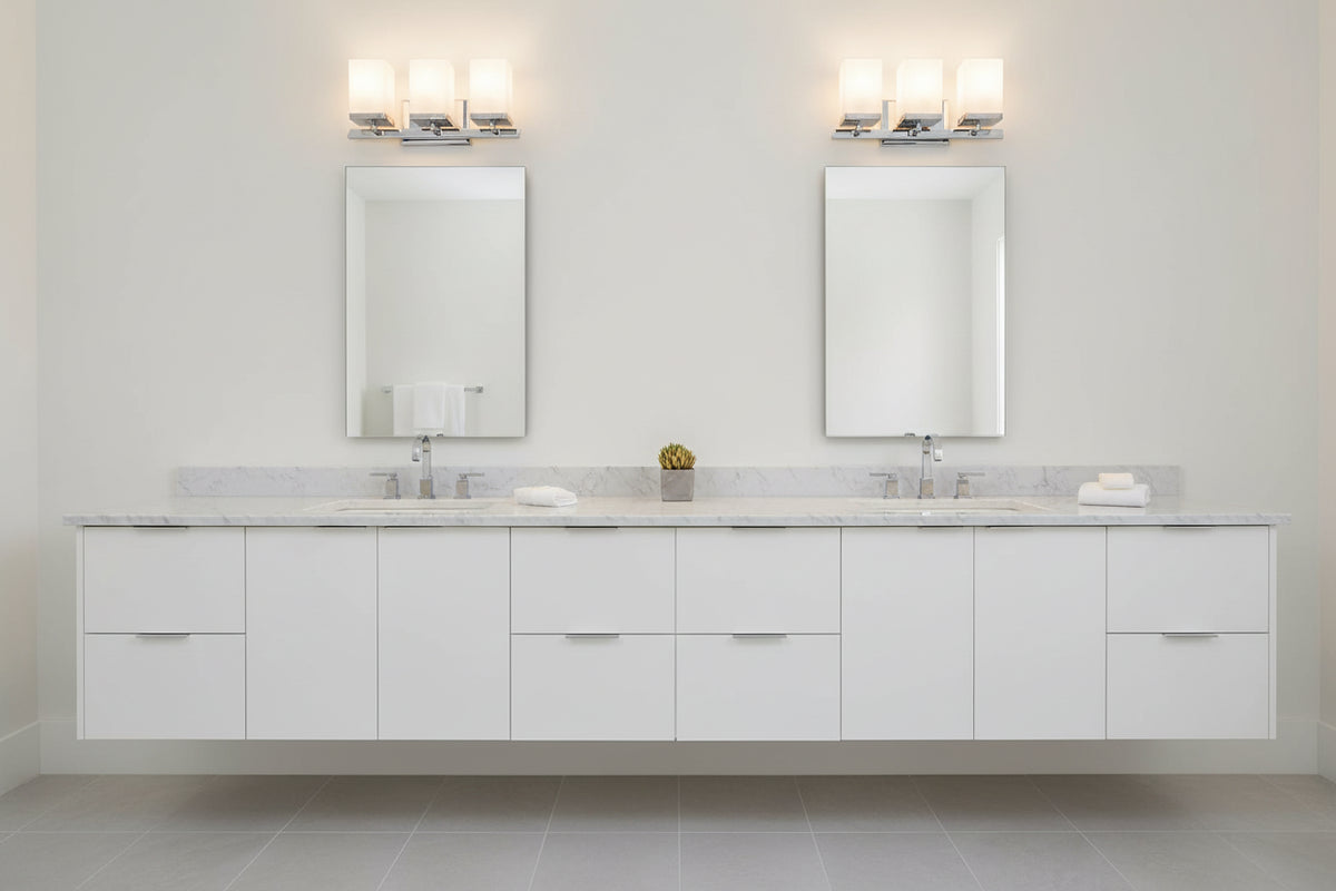 Three Light Silver Frosted Glass Wall Sconce