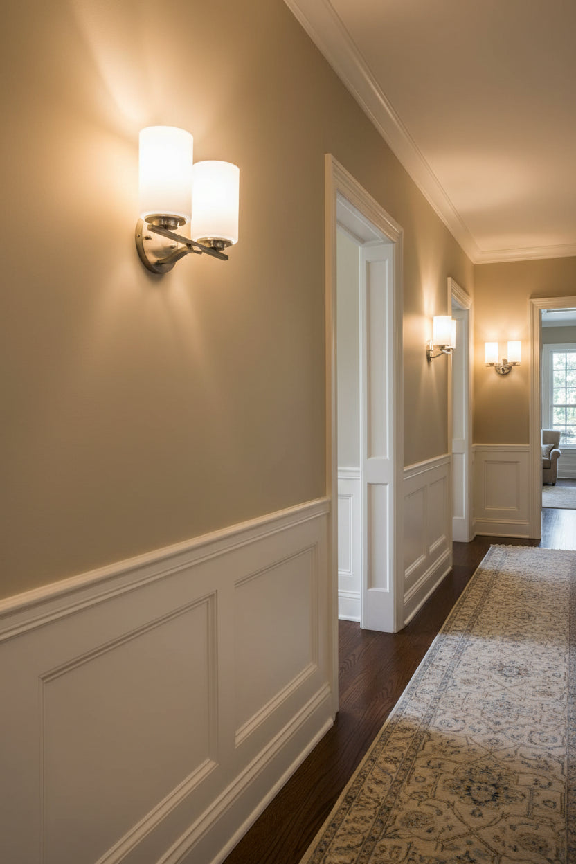 Two Light Silver and Glass Wall Sconce