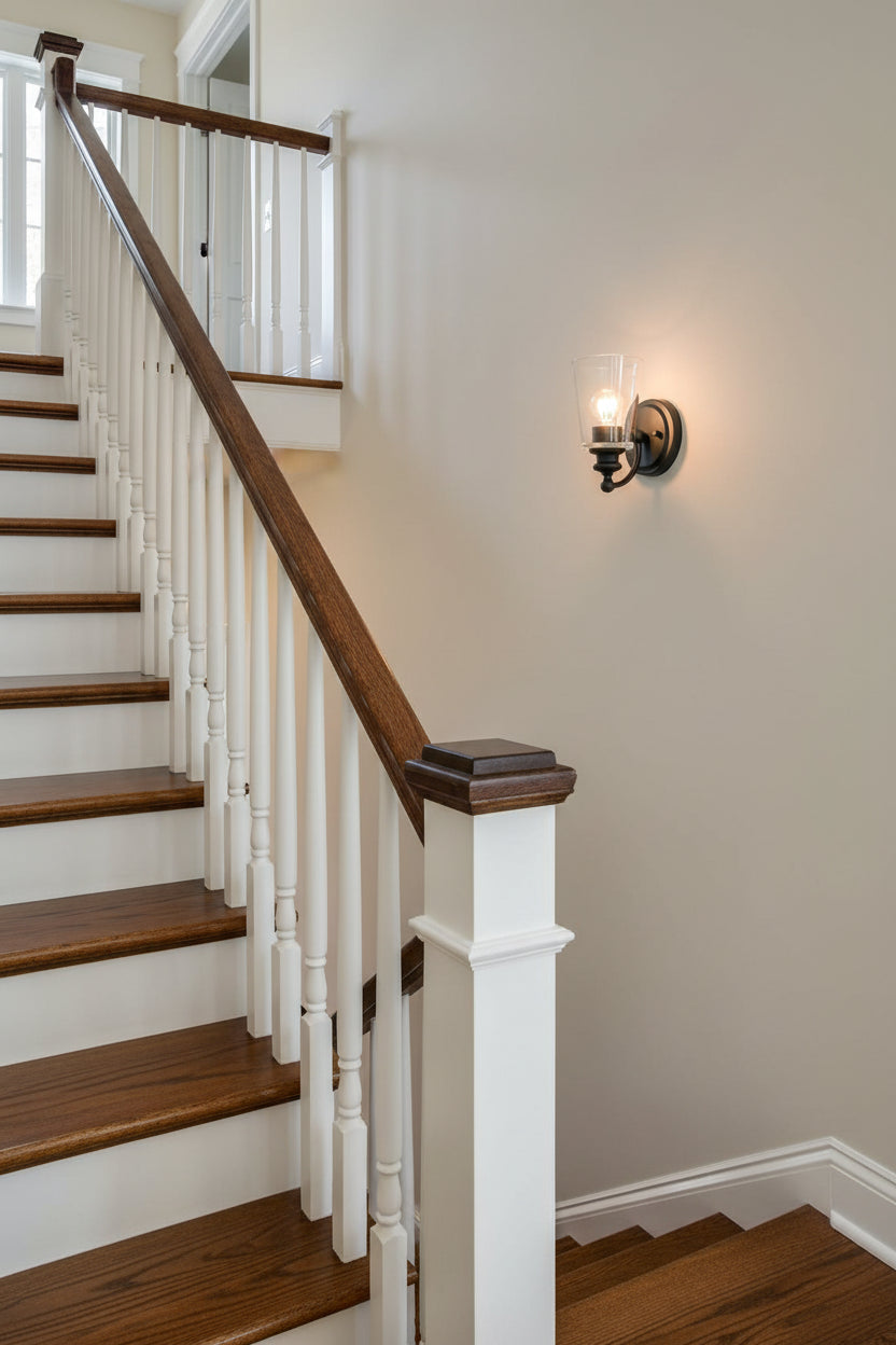 One Light Matte Black Glass Shade Wall Sconce