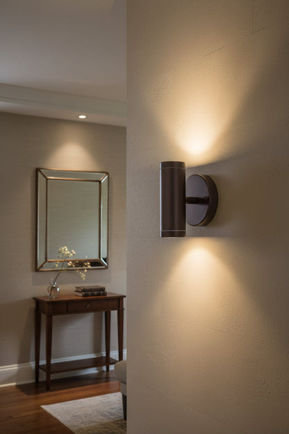 Bronze LED Two Light Can Shape Wall Sconce