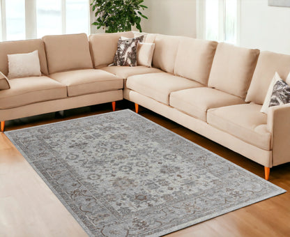 8' X 11' Grey Oriental Area Rug