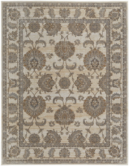 8' X 10' Tan Ivory And Brown Power Loom Area Rug