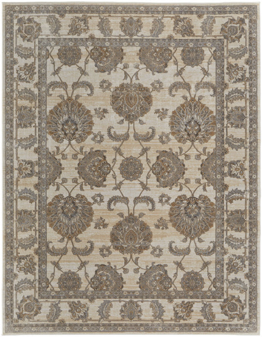 8' X 10' Tan Ivory And Brown Power Loom Area Rug