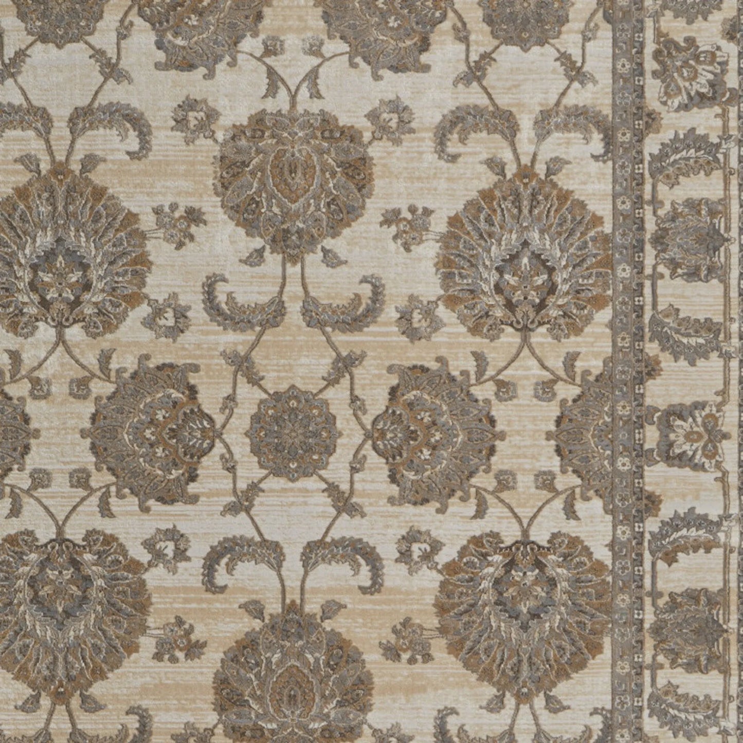 8' X 10' Tan Ivory And Brown Power Loom Area Rug