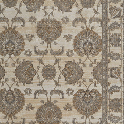 8' X 10' Tan Ivory And Brown Power Loom Area Rug