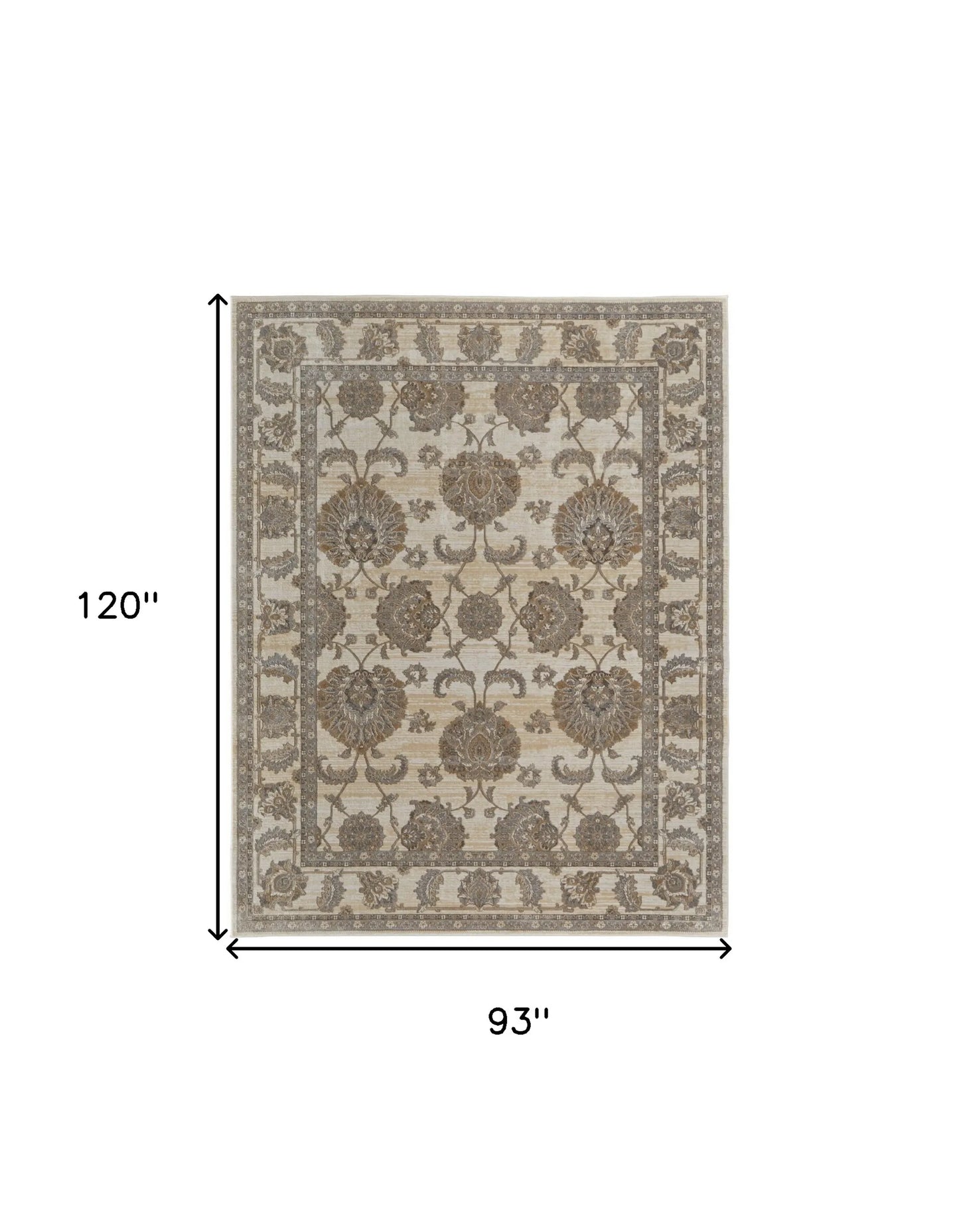 8' X 10' Tan Ivory And Brown Power Loom Area Rug