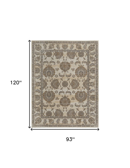 8' X 10' Tan Ivory And Brown Power Loom Area Rug
