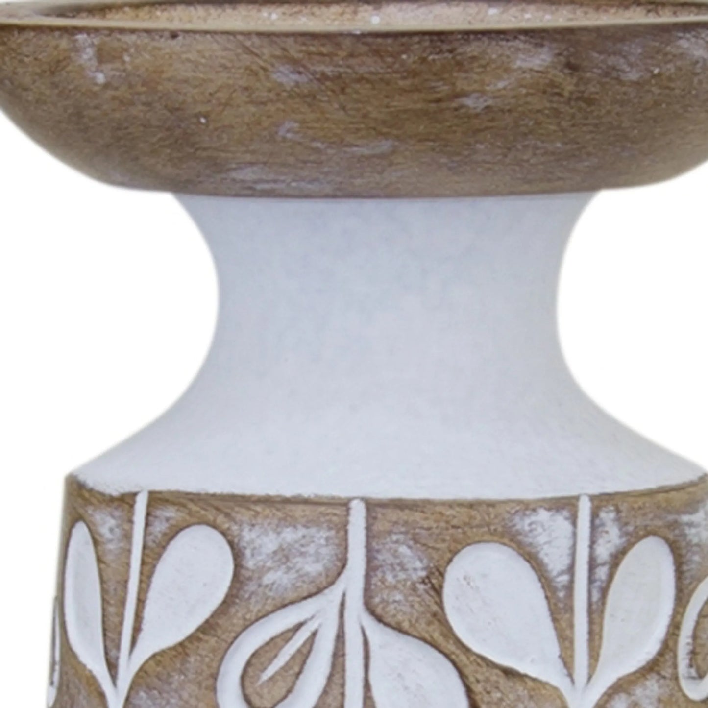 Brown and White Stone Powder Botanical Leaf Tabletop Pillar Candle Holders
