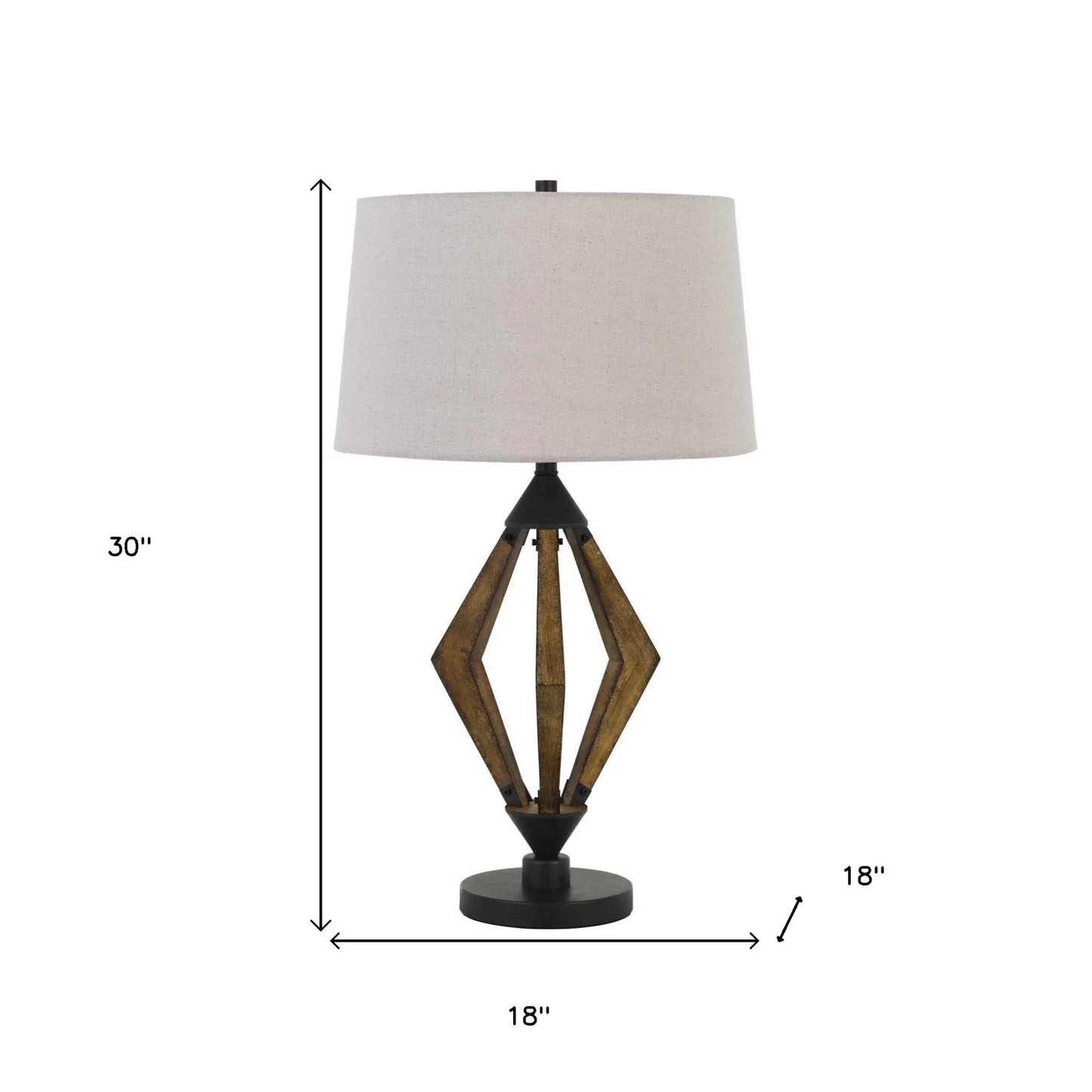 30" Black Metal Lantern Table Lamp with Gray Empire Shade