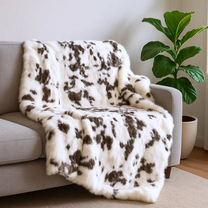 Rabbit Fur Plush Throw Blanket