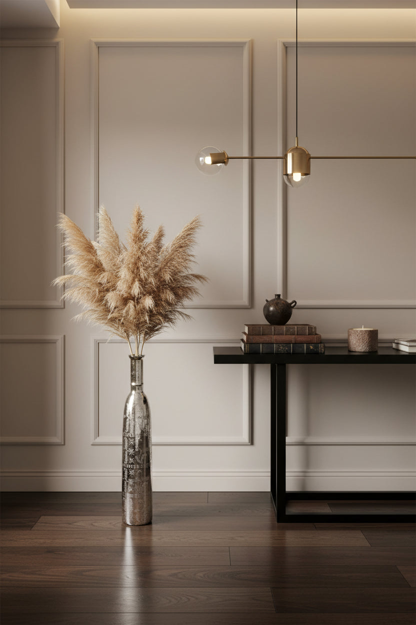 Floral Glass Cylinder Floor Vase