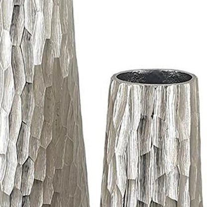Set of Two Cast Aluminum Textured Table Vases