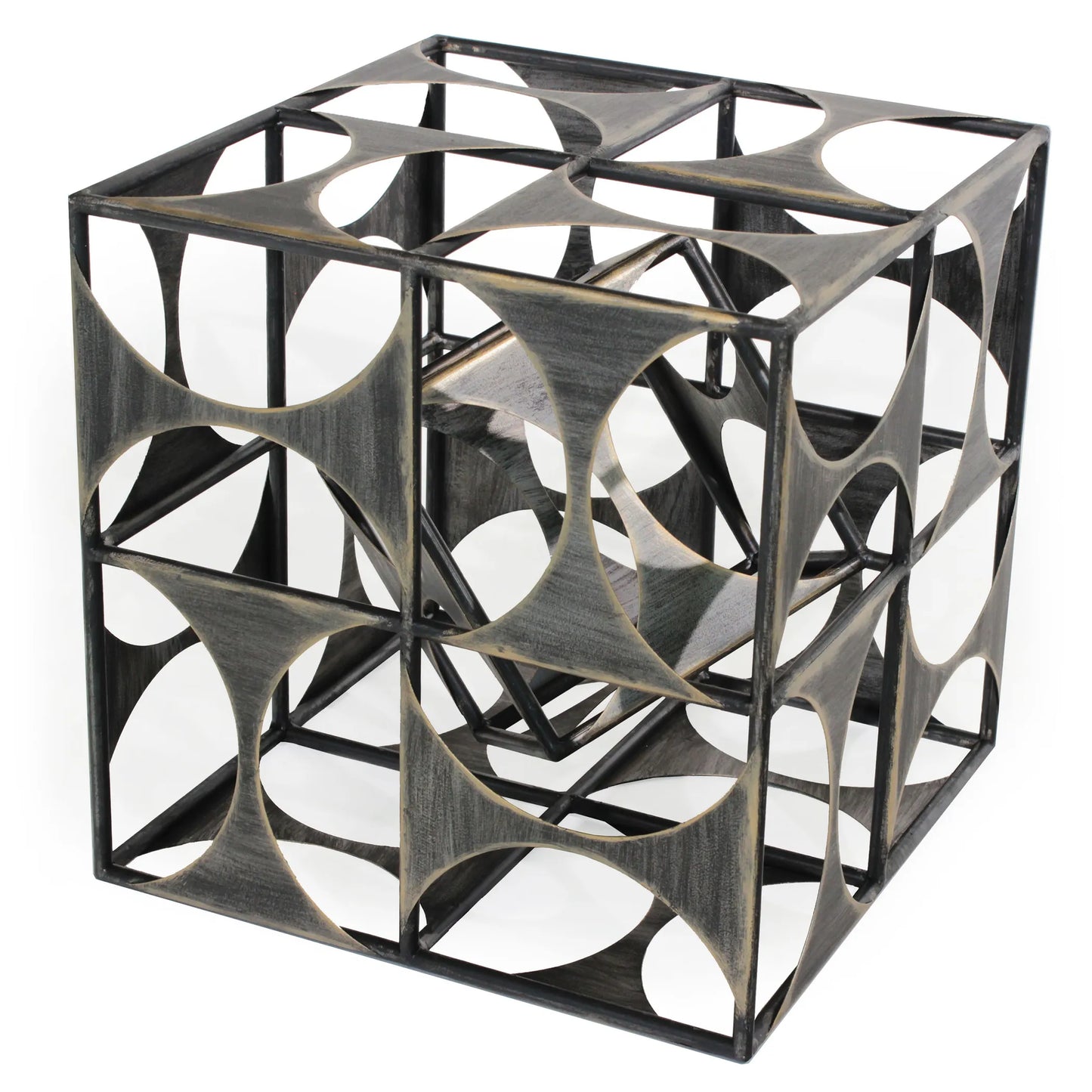 Metal Geo Cube Tabletop Sculpture