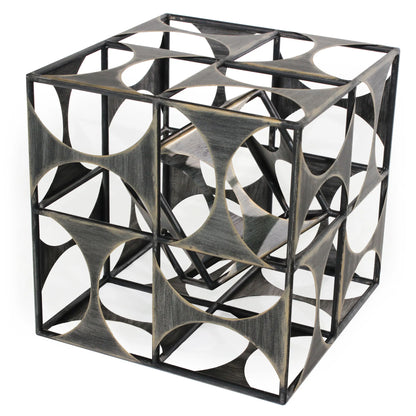 Metal Geo Cube Tabletop Sculpture